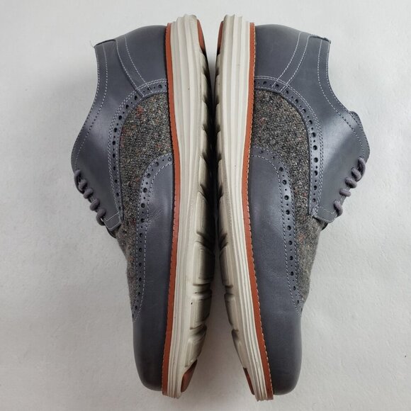 Cole Haan Lunargrand Oxford Mens 11 Gray Leather Wool Wingtip Lace Up Dress Shoe - Picture 6 of 12